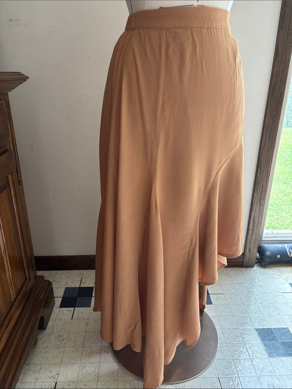 Wishlist Asymmetric High-Low Skirt in Camel Tan